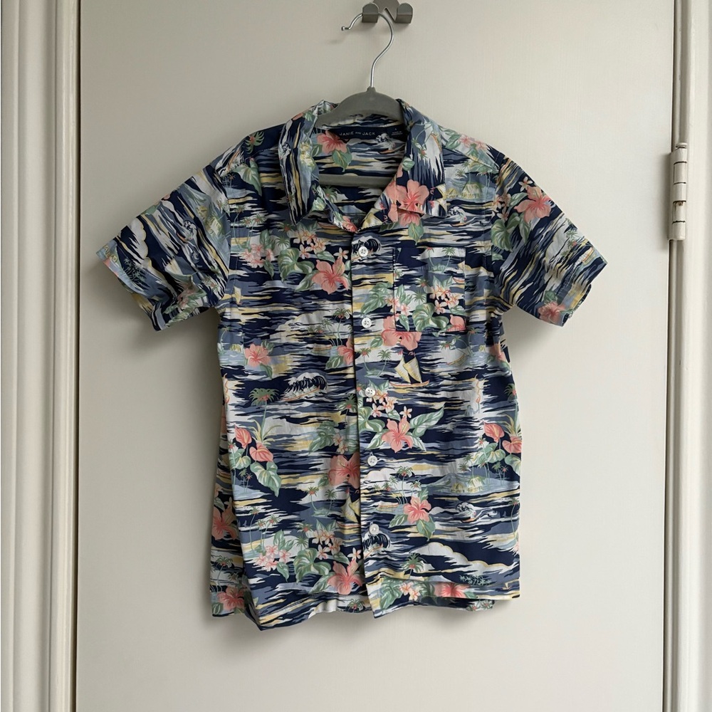 Janie and Jack Blue and Pink Casual Button Down Shirt
